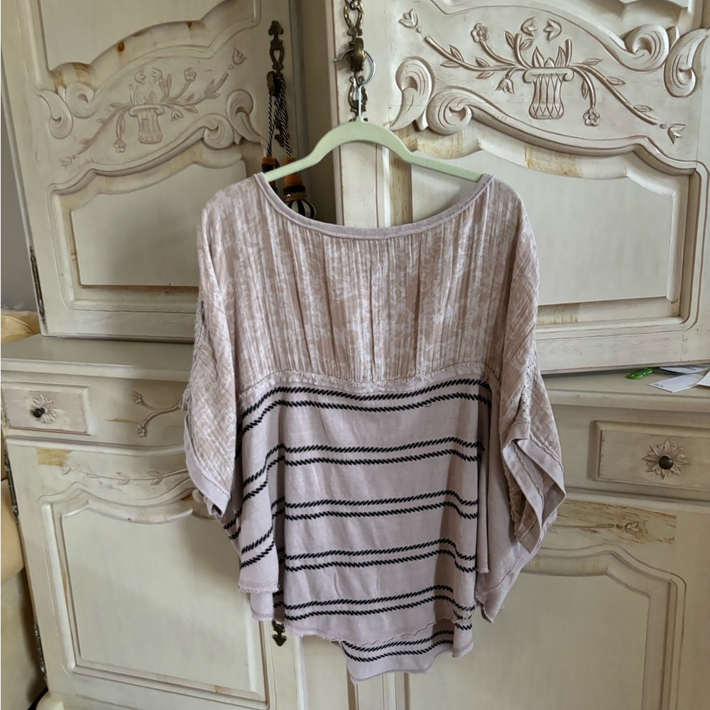 Free People Pink Dolman Sleeve Blouse Relaxed Fit